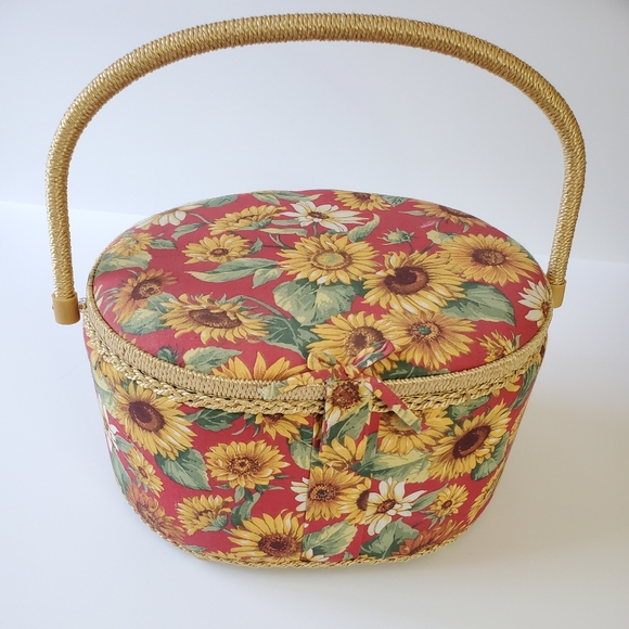 Sunflower sewing storage or picnic basket